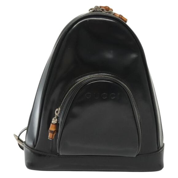 GUCCI Bamboo Body Bag Patent Leather Black Silver 003 3444 003 3444 - Picture 2 of 13